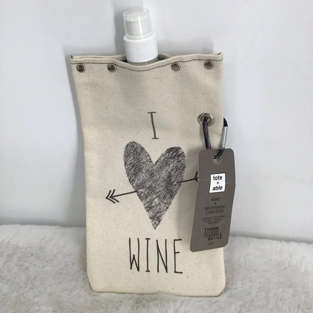 Tote + Able Wine/Beverage Canteen Canvas Portable Foldable Planet Friendly NWT